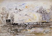 Peisaj cu apus . 1880–1890. Acuarelă. Muzeul d'Orsay, Paris