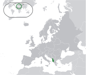 Albania location on globe
