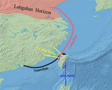 Early waves of migration to Taiwan, proposed by Roger Blench (2014) Mainland pre-Austronesian cultures.png