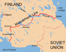 Position of Taipale at eastern end of Mannerheim Line Mannerheim-line.png