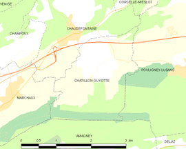 Mapa obce Châtillon-Guyotte