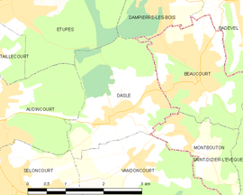 Mapa obce Dasle