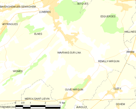Mapa obce Wavrans-sur-l’Aa