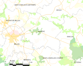 Mapa obce Blanzac