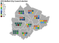 2014 Belfast City Council election: winning party and seat totals by district electoral areas.