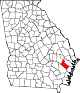 Mapa de Georgia con la ubicación del condado de Long