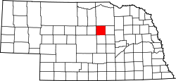 map of Nebraska highlighting Garfield County