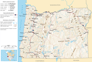Map of Oregon showing major roads and cities Map of Oregon NA.png