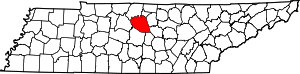 Map of Tennessee highlighting Wilson County