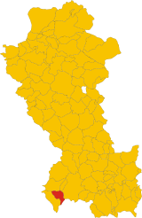 Map of comune of Trecchina (province of Potenza, region Basilicata, Italy).svg