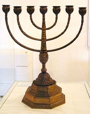 Bronze menora, once used in the synagoge Moers...