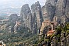 View of The Moni Rousanou and Moni Ayou Nikolaou in Meteora