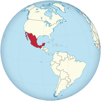 Mexico on the globe (Americas centered).svg