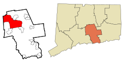 Middletown's location within Middlesex County and Connecticut