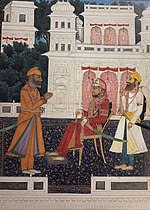 Miniature painting of Raja Devinder Singh of Nabha seated on a chair.jpg