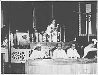 Lord Mountbatten, the Governor-General of the new Dominion of India, addressing the Independence Day session of the Constituent Assembly on 15 August 1947