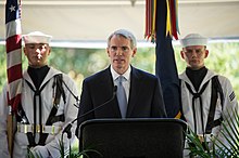 Portman speaks at the memorial of Neil Armstrong, 2012 Neil Armstrong family memorial service (201208310013HQ).jpg