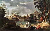 Пейзаж с Орфеем и Эвридикой. 1650, холст, масло, 148 × 225 см. Лувр Ланс