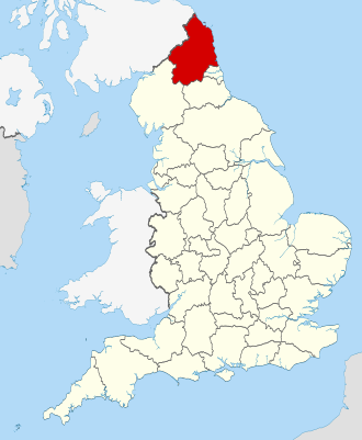 Northumberland shown within England Northumberland UK locator map 2010.svg