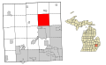 This map shows the incorporated and unincorporated areas in Oakland County, Michigan, highlighting Orion Charter Township in red. I created it in Inkscape using data from the US Census Bureau.