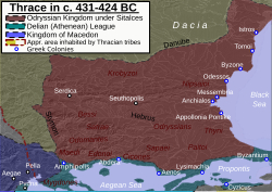 Il regno di Odrysian durante il suo apice sotto il re Sitalces