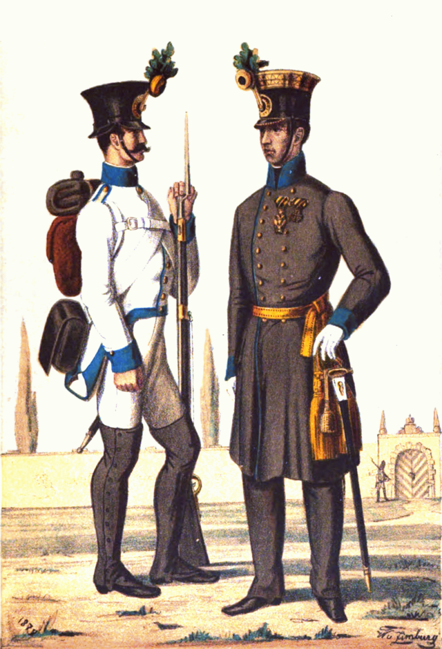 File:Offizier und Gemeiner von Hoch- und Deutschmeister 1809–1835.png -  Wikimedia Commons