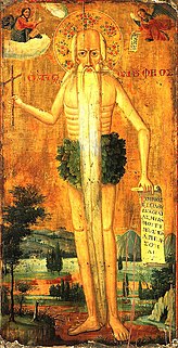 Saint Onuphre sur une icône byzantine