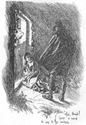 St. John Rivers thấy Jane đói lả trước cửa nhà Moor, tranh vẽ của F. H. Townsend