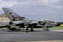 A Panavia Tornado GR1 of the SAOEU at Boscombe Down in July 1998. Panavia Tornado GR1, UK - Air Force AN1584393.jpg