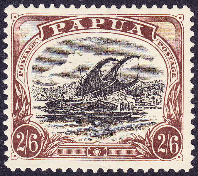 File:Papua Lakatoi 2s 6d stamp with POSTAGIE variety.jpg