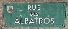 Foto des Straßenschildes in der Stadt Étaples - rue des Albatros.jpg