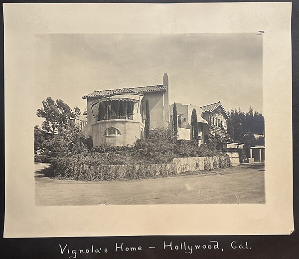 Vignola's album of photos from his home. Included in the album is a photo of him with the writing: "To Joe and May. With a few glimpses of my home. Be