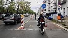 Pop-up bike lane, Berlin April 2020 Pop-up-Radweg Petersburger Strasse Berlin 2.jpg