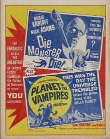 Planet of the Vampires poster advertising a double billing with Die, Monster, Die!