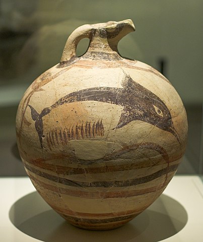 Beaked pitcher from Akrotiri with dolphin