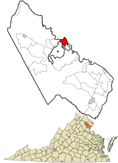 Prince William County Virginia incorporated and unincorporated areas Yorkshire highlighted.svg