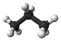 ball-and-stick model of the propane molecule