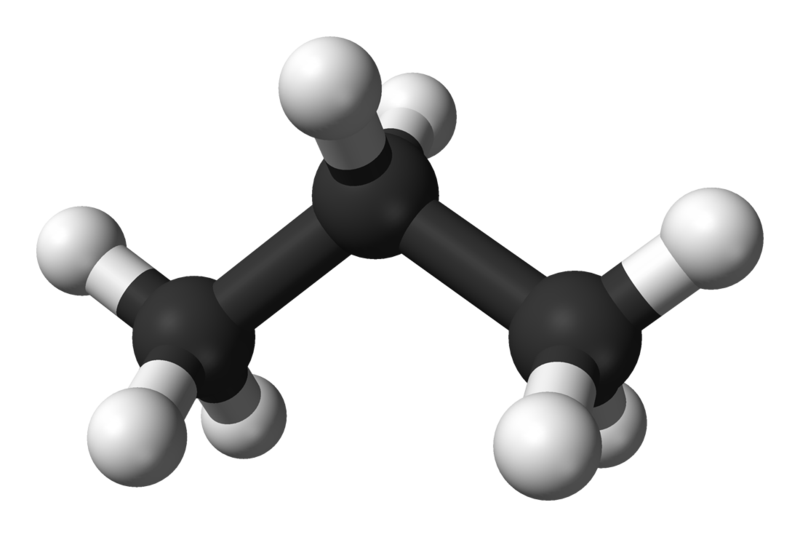 Modell av en propanmolekyl. 