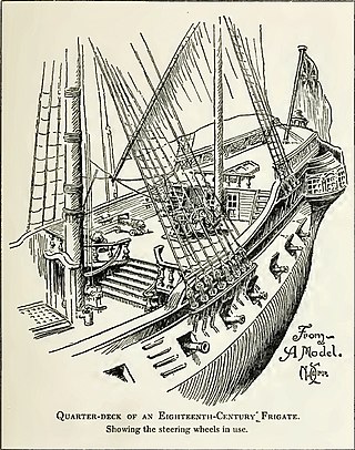 <span class="mw-page-title-main">Quarterdeck</span> Raised deck behind the main mast of a sailing ship