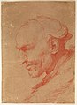 Cabeza de hombre de perfil, 1627-1630, uno de los relativamente escasos dibujos a tinta roja de José de Ribera.