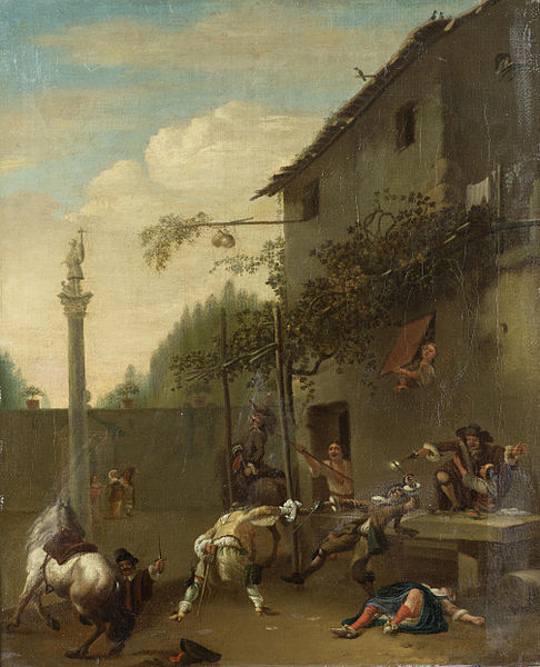 File:Roeland van Laar - soldiers fighting outside an inn.jpg