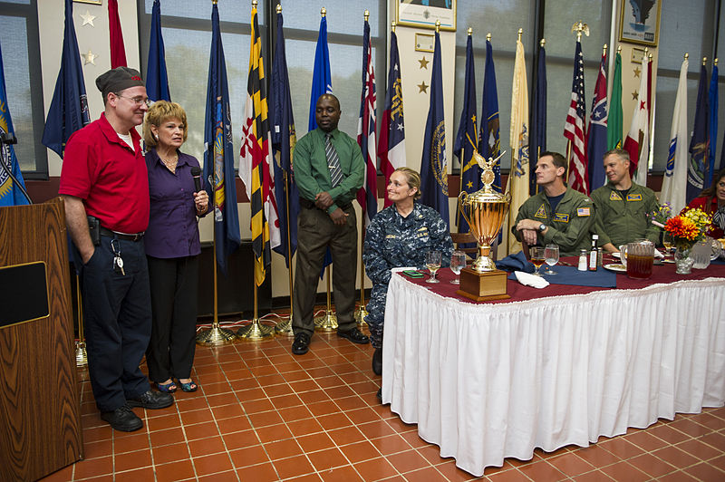 File:Ronald Saunders, left, and his mother Dianne Hines, second from the left, express appreciation during the annual AbilityOne luncheon for employees with disabilities at Naval Air Station Oceana, Va., Oct. 30 131030-N-VH054-089.jpg