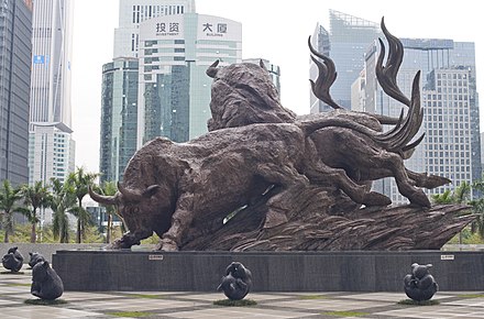 Sculpture in front of Shenzhen Stock Exchange