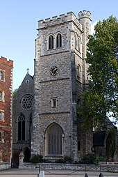The tower of St Mary-at-Lambeth, constructed in 1377 Saint Mary-at-Lambeth (6265732043).jpg
