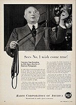 Sarnoff in 1954 ad Sarnoff RCA videotape recorder 1954.jpg