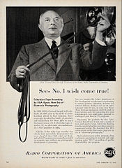 David Sarnoff with the first RCA videotape recorder, 1954 Sarnoff RCA videotape recorder 1954.jpg