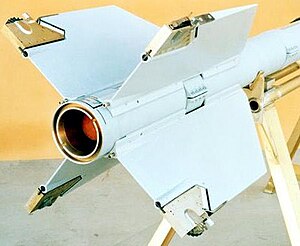 Rollerons on the trailing edge of the fins of the AIM-9 Sidewinder missile Sidewinder-16.jpg