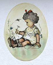 Bad Saulgau, peinture murale à l'extérieur d'une maison d'habitation, d'après un modèle de Maria Innocentia Hummel