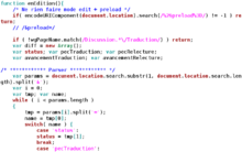 A snippet of JavaScript code with keywords highlighted in different colors Source code in Javascript.png