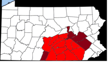 Counties constituting the South Central Pennsylvania Region SouthCentralPA.PNG